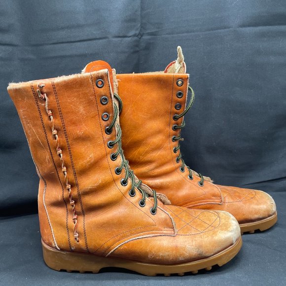 Vintage Brown Leather Romanian Combat Boots Estimated size 10 main image 8